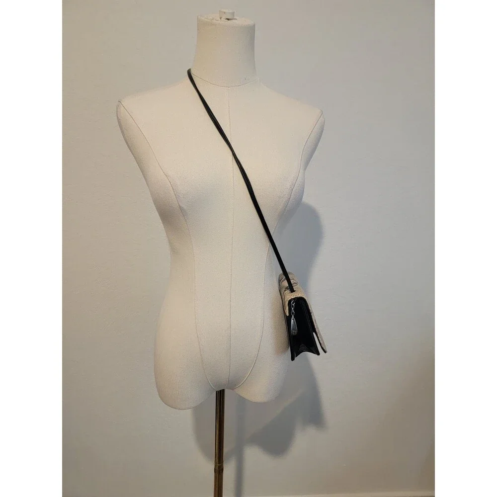 Donald J. Pliner Leather Snakeskin Print Cross Body Bag